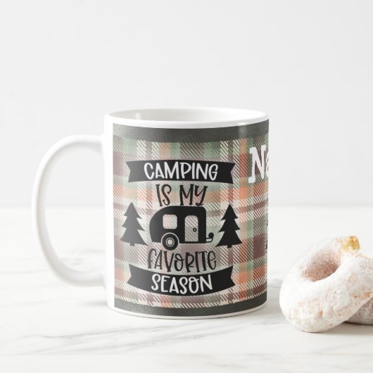Personalisiertes Camping Camper Design Kaffee Tass Kaffeetasse (Mit Donut)