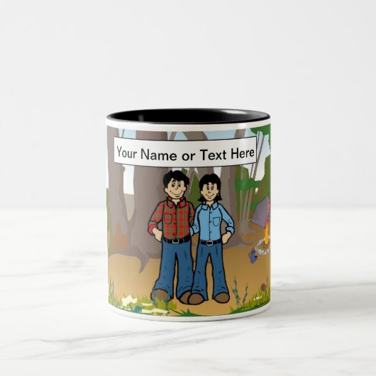 PERSONALISIERTES CAMPING - CARTOON ZWEIFARBIGE TASSE (Mittel)