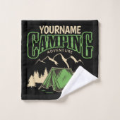 Personalisiertes Camping Familiencampingabenteuer Badhandtuch Set (Waschlappen)