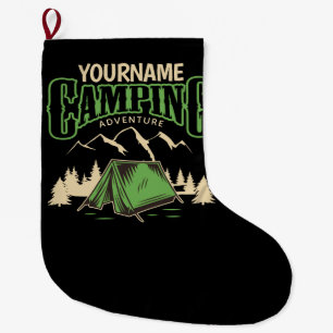 Personalisiertes Camping Familiencampingabenteuer Großer Weihnachtsstrumpf