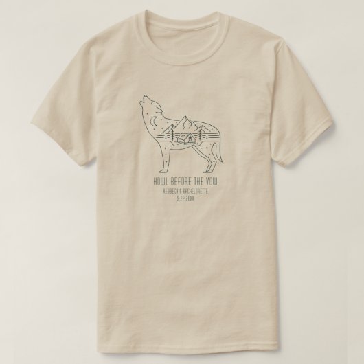 Personalisiertes Camping Junggeselinnen-Abschied W T-Shirt (Design vorne)