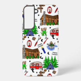 Personalisiertes Camping Themed Happy Camper Samsung Galaxy Hülle