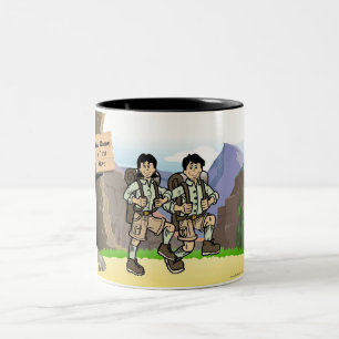 Personalisiertes Camping, Wandern - Cartoon Zweifarbige Tasse