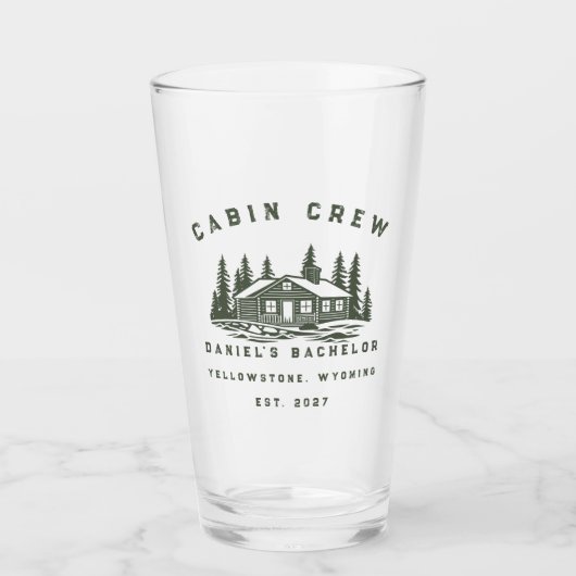 Personalisiertes Camping-Wochenende-Junggesellenab Glas (Vorderseite)