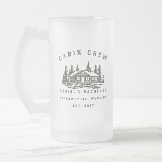 Personalisiertes Camping-Wochenende-Junggesellenab Mattglas Bierglas (Links)
