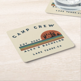 Personalisiertes Camping-Wochenende-Junggesellenab Rechteckiger Pappuntersetzer