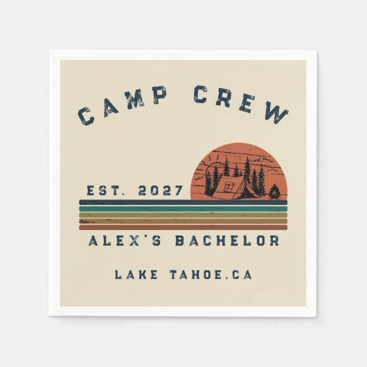 Personalisiertes Camping-Wochenende-Junggesellenab Serviette (Vorderseite)