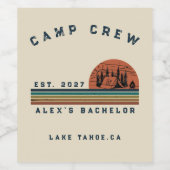 Personalisiertes Camping-Wochenende Junggesellenab Weinetikett (Einzelnes Label)