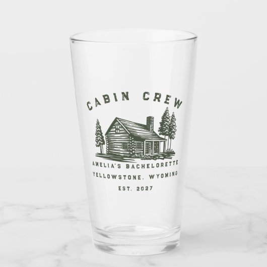 Personalisiertes Camping-Wochenende-Junggesellinne Glas (Vorderseite)