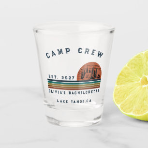 Personalisiertes Camping-Wochenende-Junggesellinne Schnapsglas