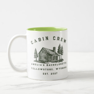 Personalisiertes Camping-Wochenende-Junggesellinne Zweifarbige Tasse