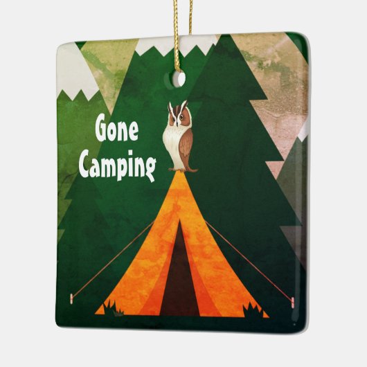 Personalisiertes Camping ~Zelt und Weihnachten Keramikornament (Links)