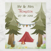 Personalisiertes Camping Zeltfeuer Hochzeit Weinetikett (Einzelnes Label)