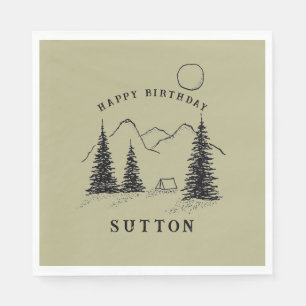 Personalisiertes Camping zum Geburtstag Serviette