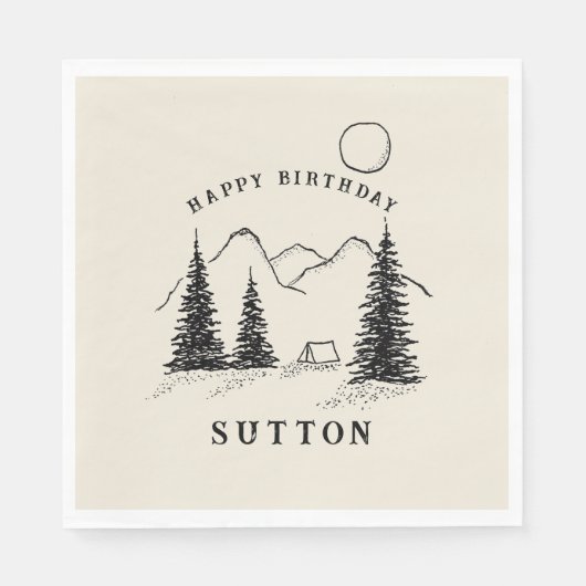 Personalisiertes Camping zum Geburtstag Serviette (Vorderseite)