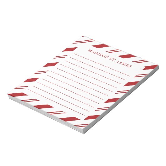 Personalisiertes Candy Cane Stripe Muster geflocht Notizblock (Rotiert)