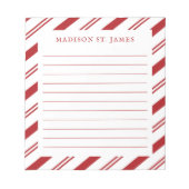 Personalisiertes Candy Cane Stripe Muster geflocht Notizblock (Vorderseite)