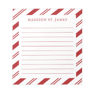 Personalisiertes Candy Cane Stripe Muster geflocht Notizblock