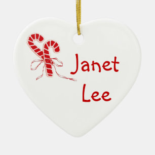 Personalisiertes Candy Canes Herz Keramik Ornament