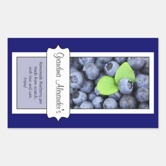 Personalisiertes Canning Jar Label, Custom Blueber Rechteckiger Aufkleber (Vorderseite)