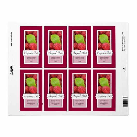 Personalisiertes Canning Jar Label, Himbeere (Vorne)