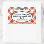 Personalisiertes Canning Jar Label, Orange Gingham Rechteckiger Aufkleber (Tasche)