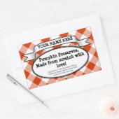 Personalisiertes Canning Jar Label, Orange Gingham Rechteckiger Aufkleber (Umschlag)