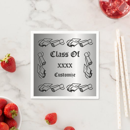 Personalisiertes Cap & Diploma Class-Event Napkins Serviette (Beispiel)