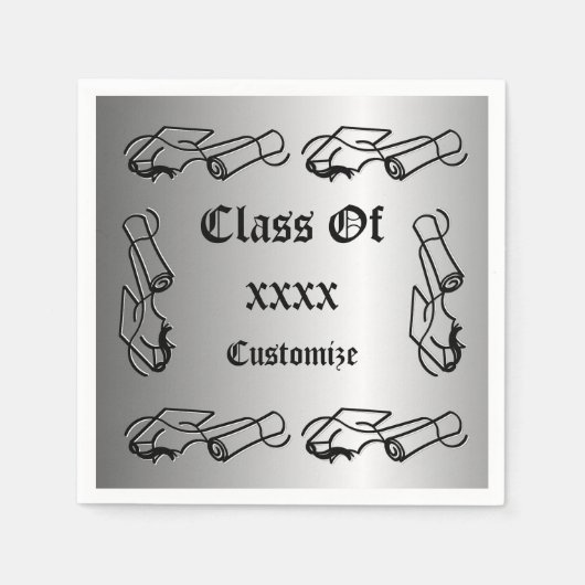 Personalisiertes Cap & Diploma Class-Event Napkins Serviette (Vorderseite)