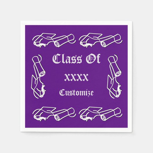 Personalisiertes Cap & Diploma Class-Event Napkins Serviette (Vorderseite)