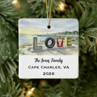 Personalisiertes Cape Charles, Virginia Weihnachte Keramikornament