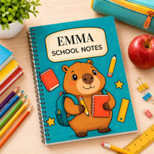 Personalisiertes Capybara-Kinder-Schulheft