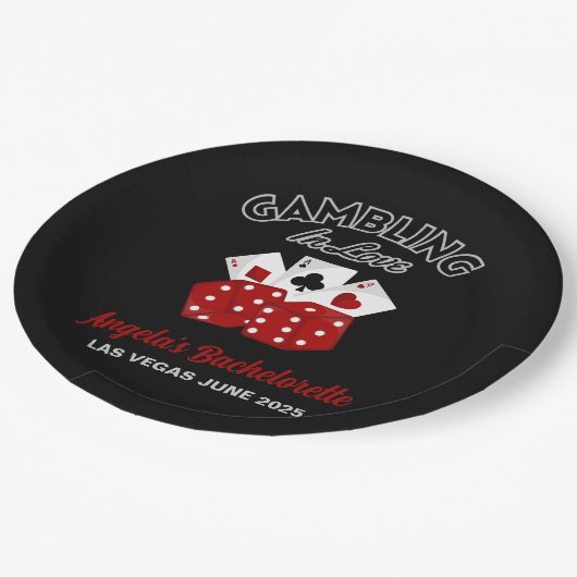 Personalisiertes Casino Las Vegas Junggeselinnen-A Pappteller (Schrägansicht)