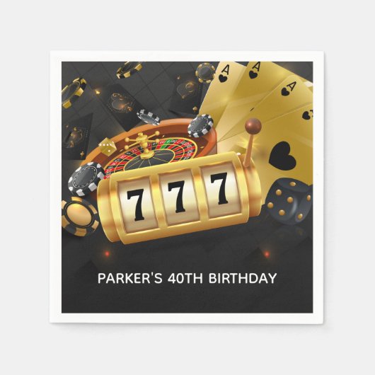 Personalisiertes Casino Night Partys Black Gold Serviette (Vorderseite)