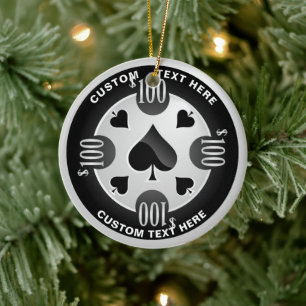 Personalisiertes Casino Poker Chip Weihnachten Keramik Ornament