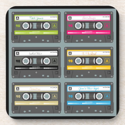Personalisiertes Cassette-Band-Untersetzer-Set Getränkeuntersetzer (Vorderseite)
