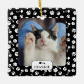 Personalisiertes Cat Fish Bone & Pawprint Pet Foto Keramikornament (Vorderseite)