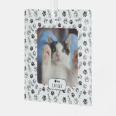 Personalisiertes Cat Fish Bone & Pawprint Pet Foto Ornament Aus Glas (Vorderseite links)