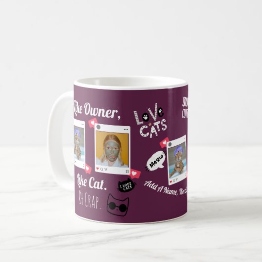 Personalisiertes Cat Foto Kaffee Tasse | Benutzerd (Vorderseite Links)