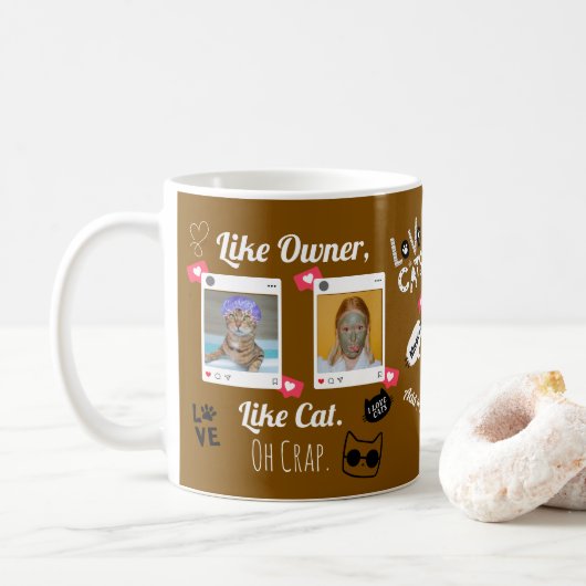 Personalisiertes Cat Foto Kaffee Tasse | Benutzerd (Mit Donut)