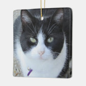 Personalisiertes Cat-Foto mit Name & Jahr Keramikornament (Links)