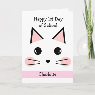 Personalisiertes Cat Happy 1. Schultag Karte