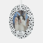 Personalisiertes Cat & Pawprint Pet Foto Ornament Aus Glas (Vorderseite links)