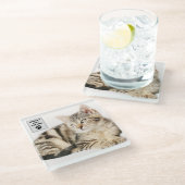 Personalisiertes Cat Vater Custom Foto Glasuntersetzer (Schrägansicht)