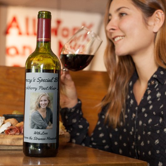 Personalisiertes Causal Gray Foto Friend Party Weinetikett