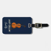 Personalisiertes Cello-Script-Monogramm Musiker Gepäckanhänger (Vorderseite horizontal)