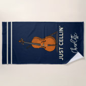 Personalisiertes Cello-Script-Monogramm Musiker Strandtuch (Vorderseite)