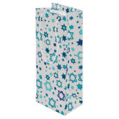 Personalisiertes Chag Sameach Star Geschenktaschen Geschenktüte Für Weinflaschen (Rückseite Schrägansicht)