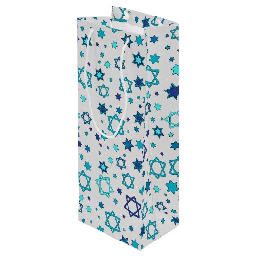 Personalisiertes Chag Sameach Star Geschenktaschen Geschenktüte Für Weinflaschen (Rückseite Schrägansicht)