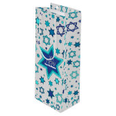 Personalisiertes Chag Sameach Star Geschenktaschen Geschenktüte Für Weinflaschen (Vorderseite Schrägansicht)